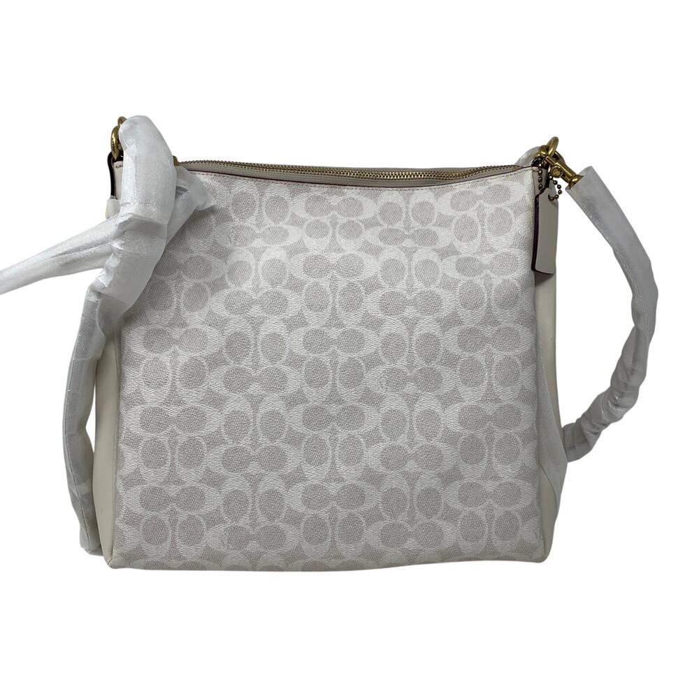 Coach Signature Coated Canvas Shay Crossbody Shoulder Bag Chalk White NEW - Picture 4 of 7